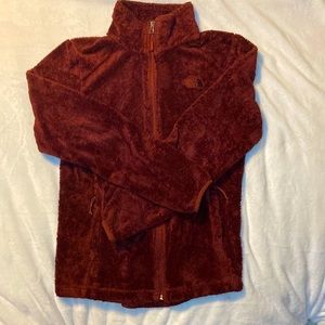 North Face Burgundy Pile Zip Up Women’s Jacket. Size Medium.